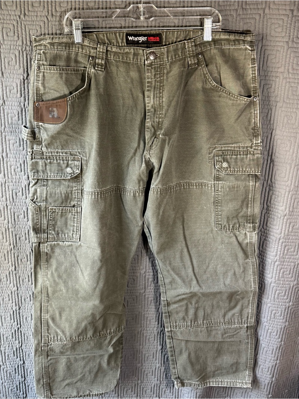 Wrangler Riggs Workwear Ripstop Ranger Cargo Pants 40x30 Loden Green Double Knee